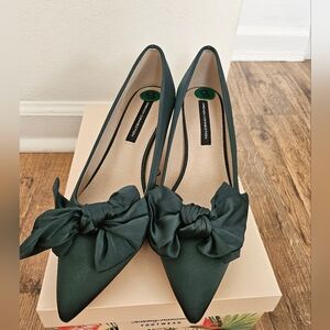French Connection Dark Green Heels with Bow